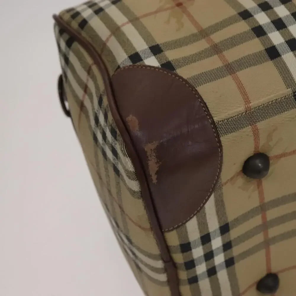 Burberry Nova Check Boston Bag Pvc Leather Beige